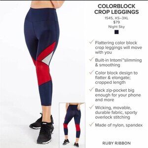 Ruby Ribbon Color Block Cropped Leggings Capri Active Running Workout Slimming L